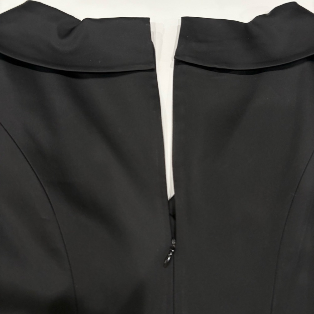 Kay Unger Portrait Women 4 Black Satin Sheath Dress V-Neck Evening Glam Chic - Picture 4 of 9